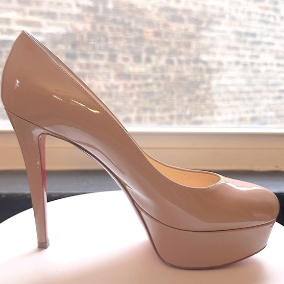 🌺Authentic CHRISTIAN LOUBOUTIN 🌺👠 Bianca 120 Patent calf Nude size 38.5 - Picture 5 of 16